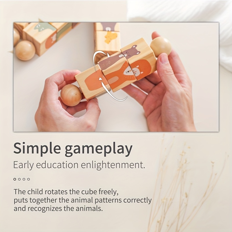 Educational Wooden Animal Shape Matching Toy with Rotating Rattles – Hand-Eye Coordination and Cognitive Development, Colorful Puzzle for Youngsters, Ideal Christmas Gift - Image 11