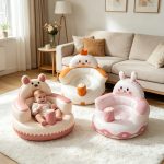 Asiento inflable para bebés para aprender a sentarse. Silla pequeña tipo sofá con acolchado grueso, ideal para bañarse, comer, acampar y aprender a sentarse. Diseño adorable con entorno seguro.