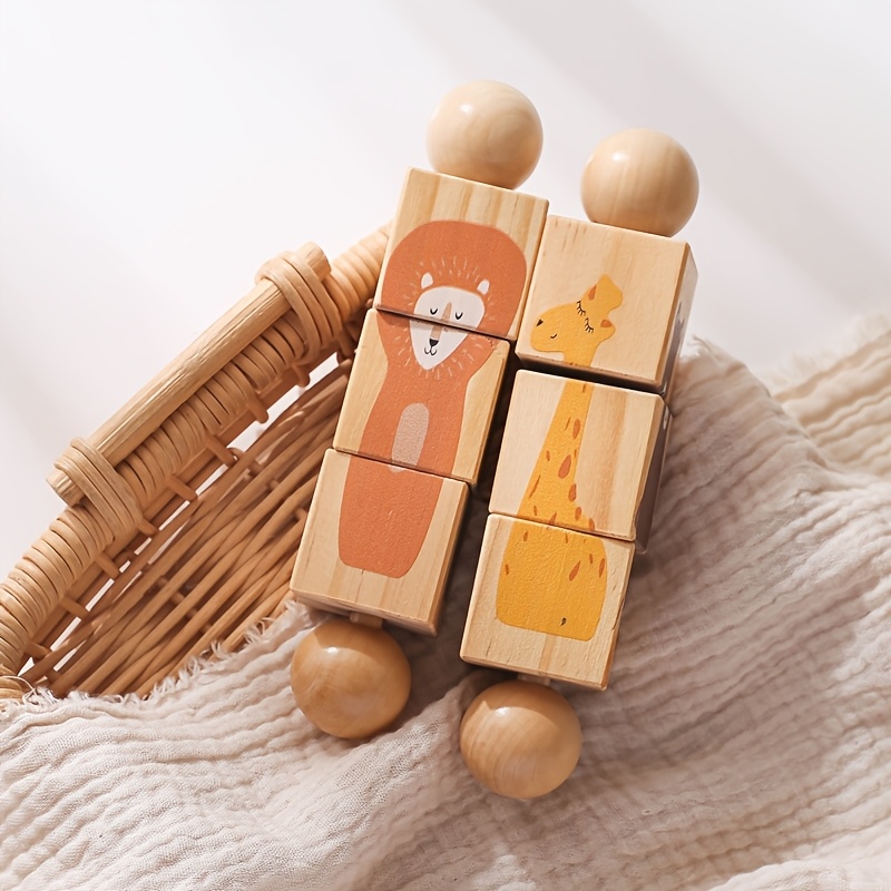 Educational Wooden Animal Shape Matching Toy with Rotating Rattles – Hand-Eye Coordination and Cognitive Development, Colorful Puzzle for Youngsters, Ideal Christmas Gift