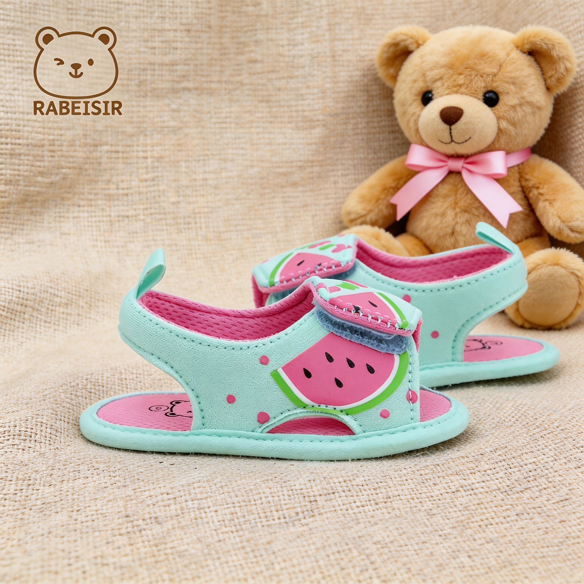 Baby Walking Sandals, Mermaid and Watermelon Design Soft Sole First Shoes, Breathable and Non-slip, Suitable for Daily & Vacation Wear, Spring and Summer Style