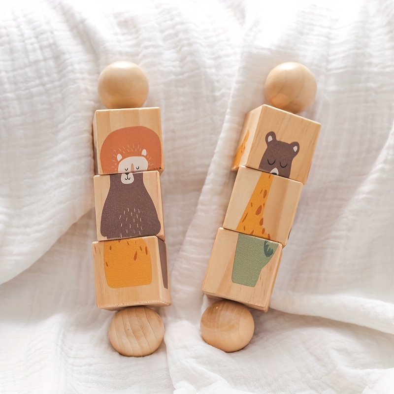 Educational Wooden Animal Shape Matching Toy with Rotating Rattles – Hand-Eye Coordination and Cognitive Development, Colorful Puzzle for Youngsters, Ideal Christmas Gift
