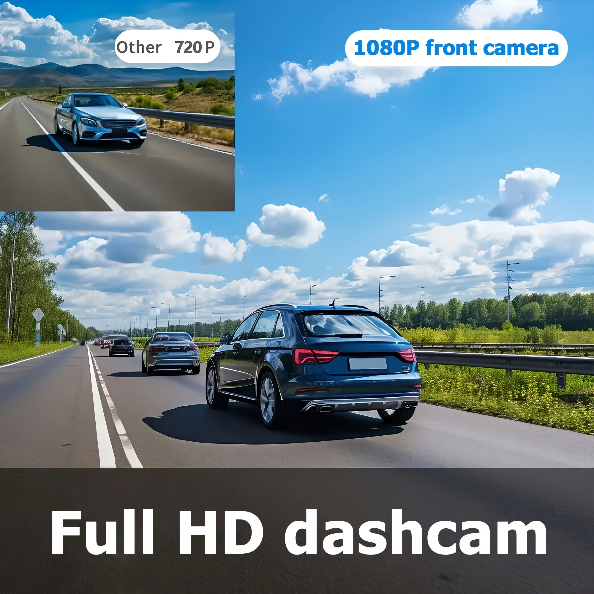 Dash Cam Front And Inside, Front Camera 1080P & Inside Camera 720P Recording Car DVR Cam with 170° Wide Angle, Night Vision, Small Dash Camera for Cars, 24H Parking Monitor, Loop Recording, G-Sensor, Without SD Card