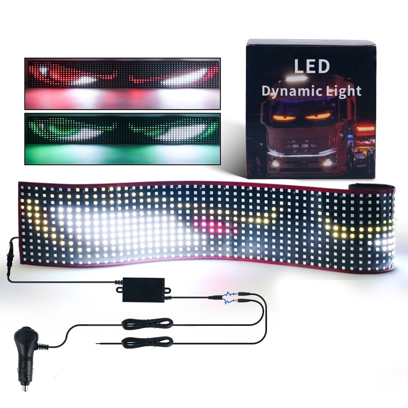 Light Up Your Ride! -1Set Truck Devil Eye Soft Screen Light Car Atmosphere Eye Light Ultra Thin Dynamic LED Flexible Screen Pixel Panel APP Control Lighting Rolling Board Glass Decorative Light Festival Atmosphere Light, Without Battery